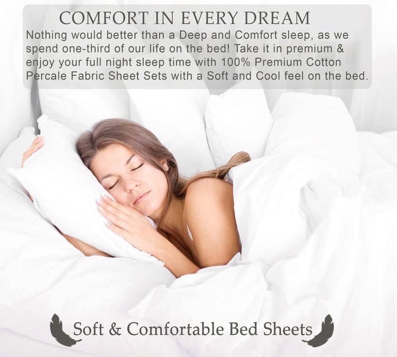 RUVANTI 100% Cotton Full Size Bed Sheets  4 Pieces  Soft & Breathable Percale Weave Bedding  Deep Pocket 16""  Hotel Standard  Crisp Cool Feel  Durable  Perfect Sheet Set Floral  Monotones - Image 3